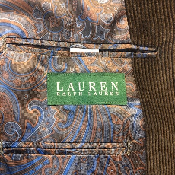 NWOT Lauren Ralph Lauren 100% Cotton Dark Brown Corduroy Sport Coat Size 44L - Picture 9 of 11